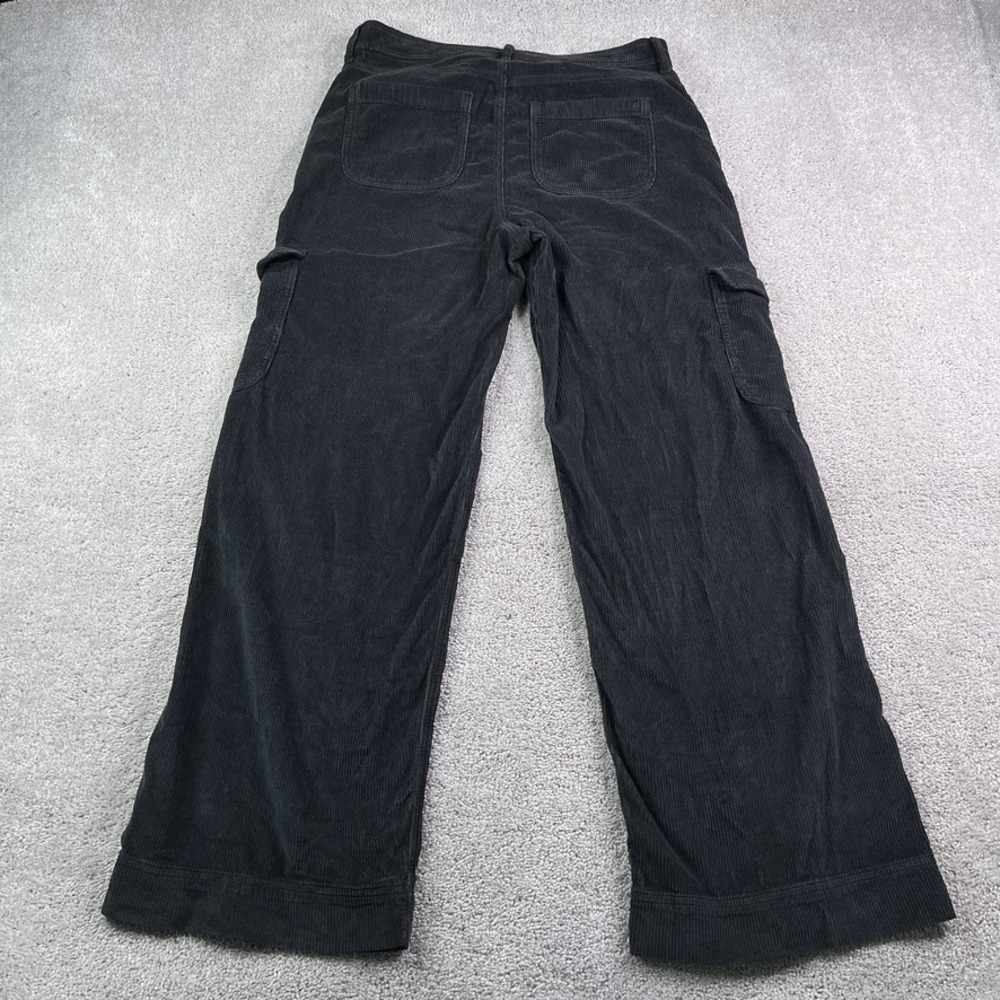 American Eagle Pants Womens 10 Black Corduroy High Rise Baggy Wide Leg Cargo - Picture 11 of 16